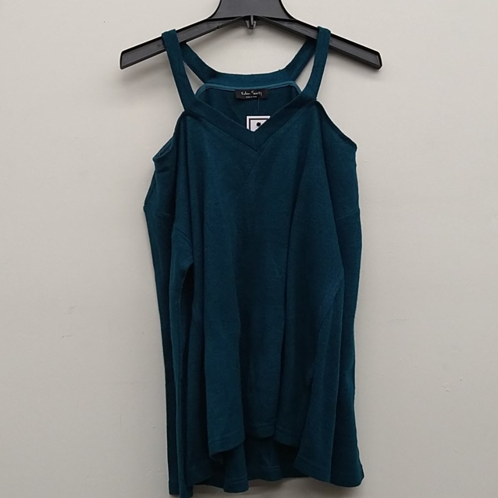 Eden Society Teal V-Neck Shoulder-less Long Sleeve